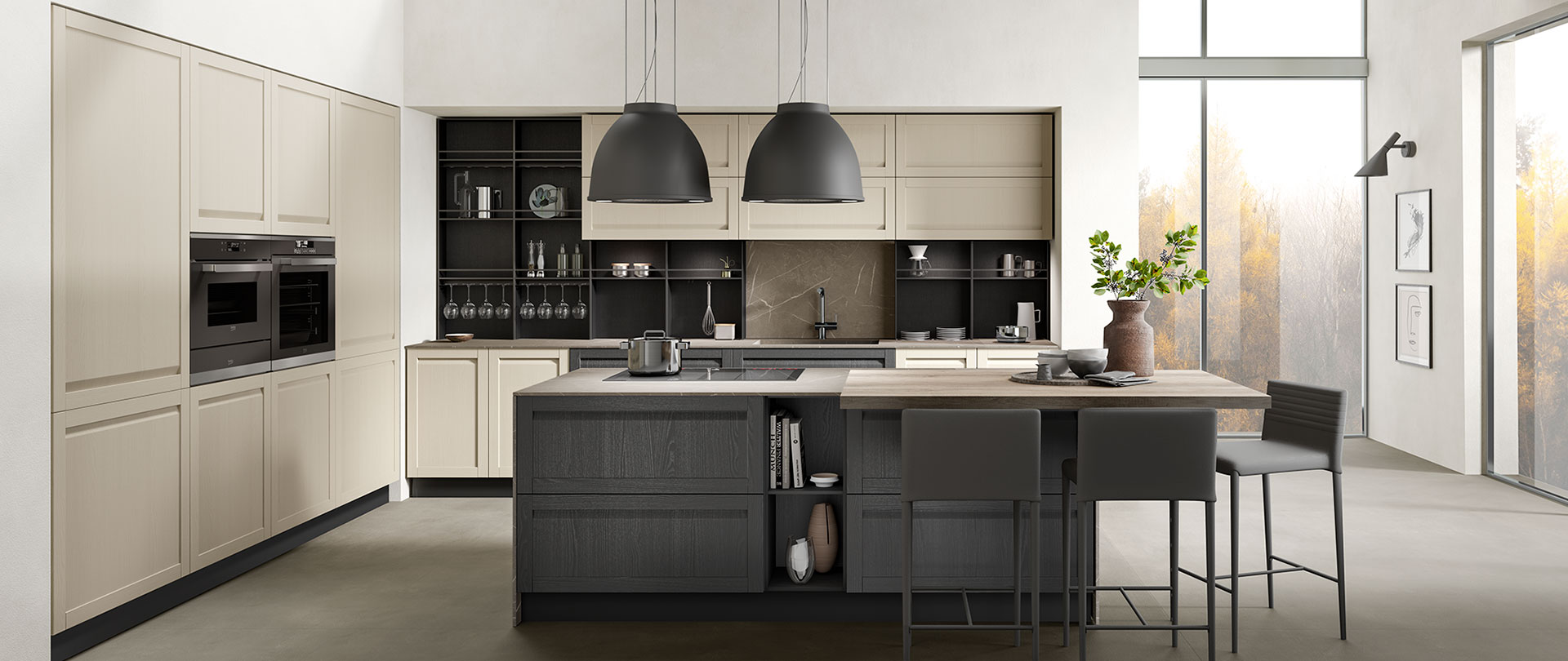 Letto matrimoniale in laccato opaco con testiera in tessuto, piei in metallo, Ottavia di Orme